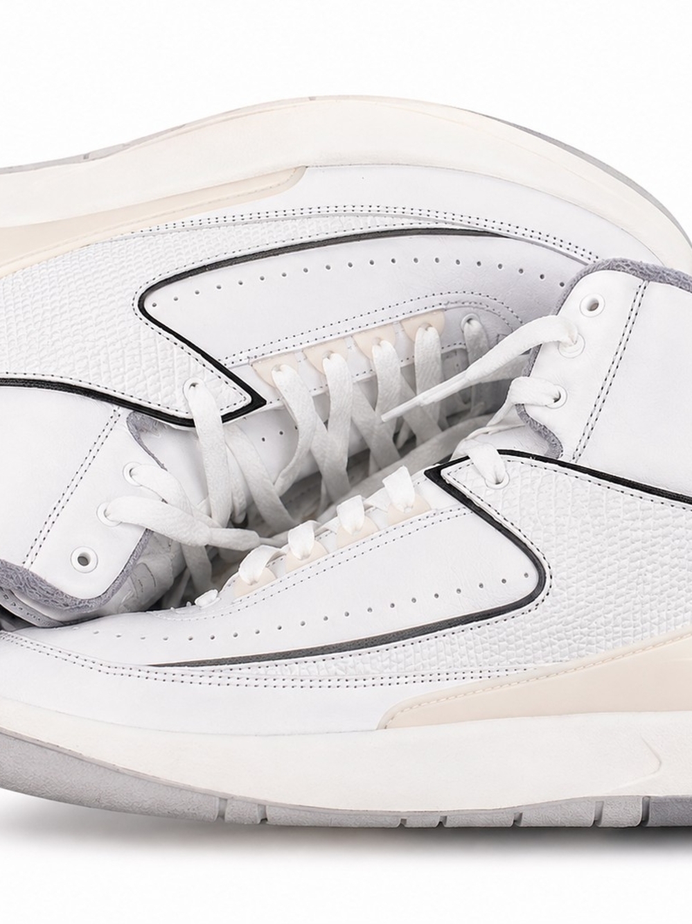 Air Jordan 2 Retro White Cement Grey High Top Sneakers Men’s Size 10.5 New - Picture 4 of 7
